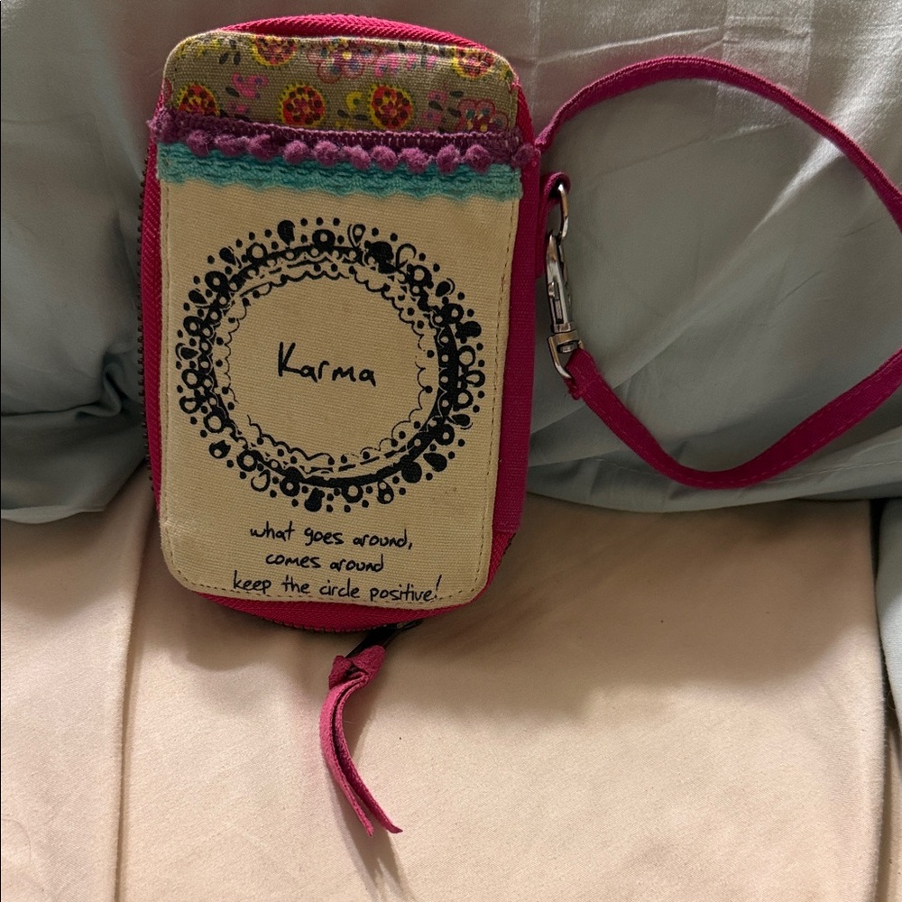 Karma Pink and Cream Wristlet
